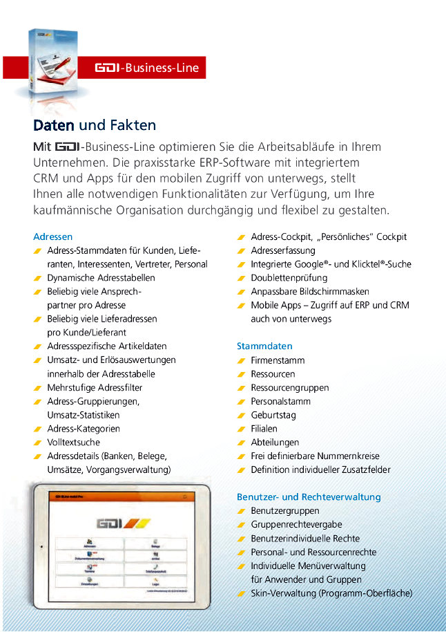 GDI Business Line B-Line Datenblatt