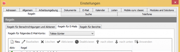 E-Mail Regeln - Neu