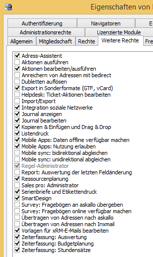 Rechtedefinitionen für einzelne Benutzer