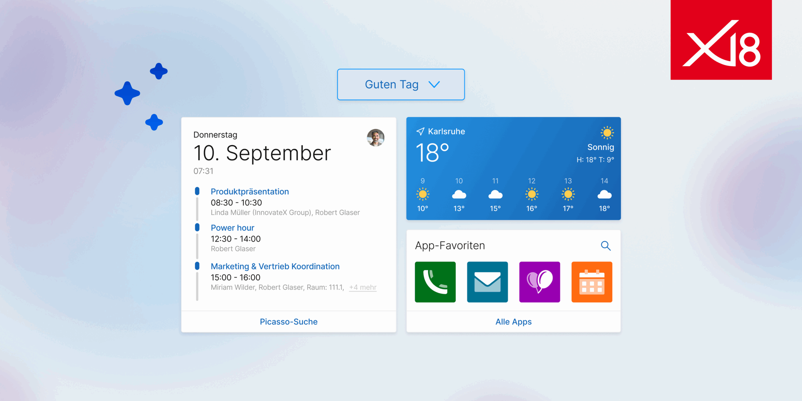 neues Dashboard der CAS Version x18 mit Logo